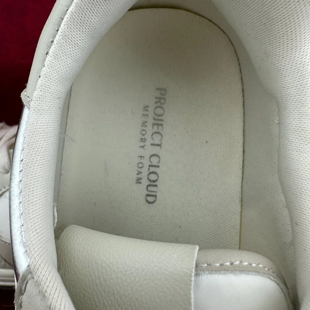 PROJECT CLOUD WOMEN'S LACE-UP PLATFORM SNEAKERS, WHITEAND GRAY, SIZE 9